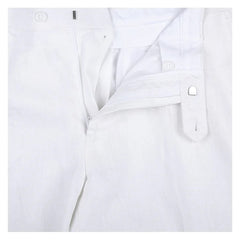 Mens Basic Two Button Classic Fit Linen Summer Suit in White - Men's Tuxedo USA