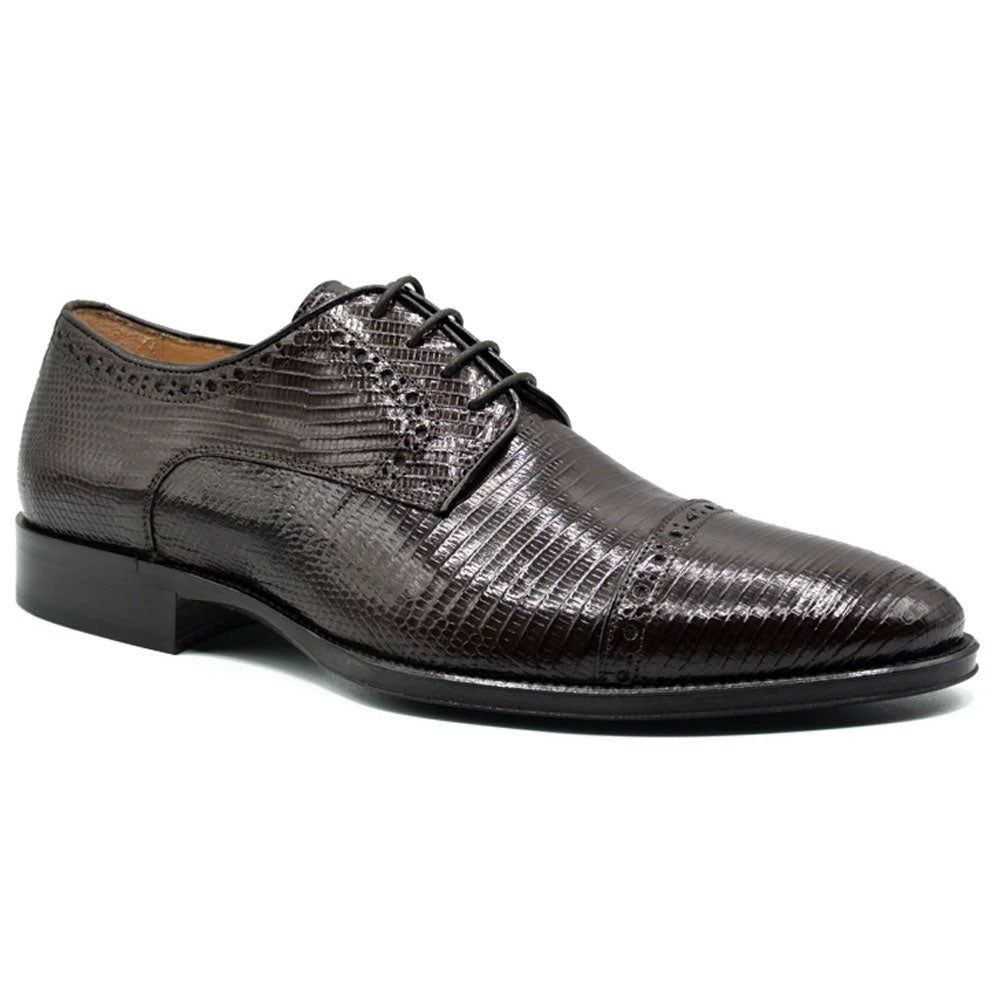 Zelli Giovanni Genuine Lizard Cap Toe Brogue Dress Shoes in Brown