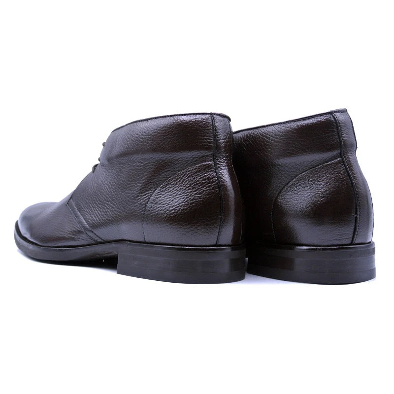 Zelli Marco Genuine Deerskin Lace-Up Chukka Boots in Dark Brown