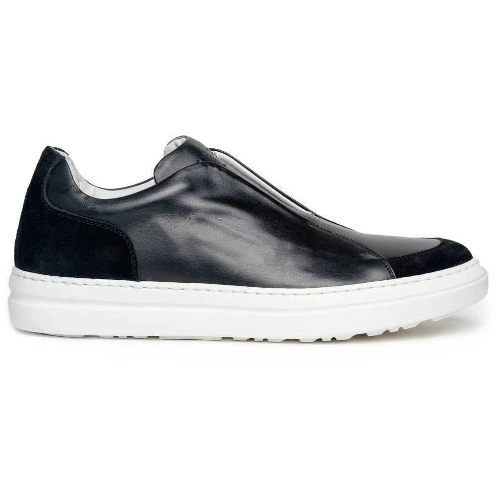 Zelli Spettacolare Calfskin & Suede Slip-On Sneakers in Black