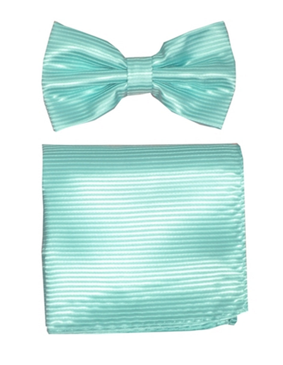 Aqua Tonal Stripe Bow Tie Set