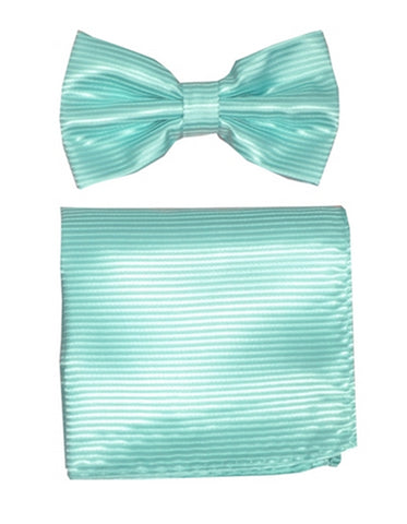 Aqua Tonal Stripe Bow Tie Set