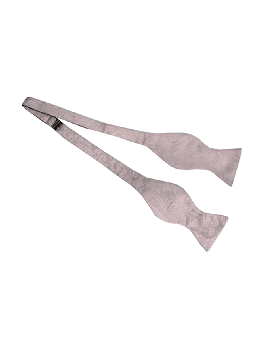 Silver Self-Tie Bow Tie Set