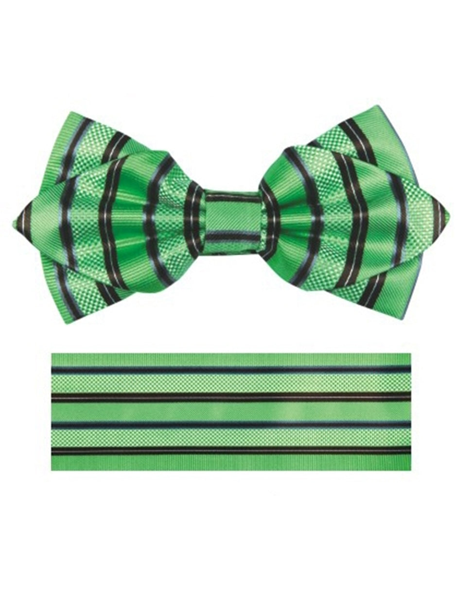 Apple Green & Black Stripe Bow Tie