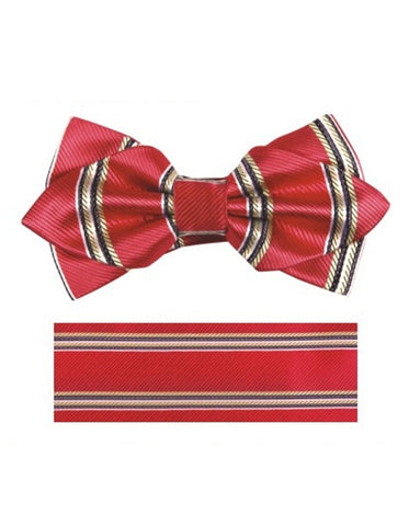 Red Rope Stripe Bow Tie Set