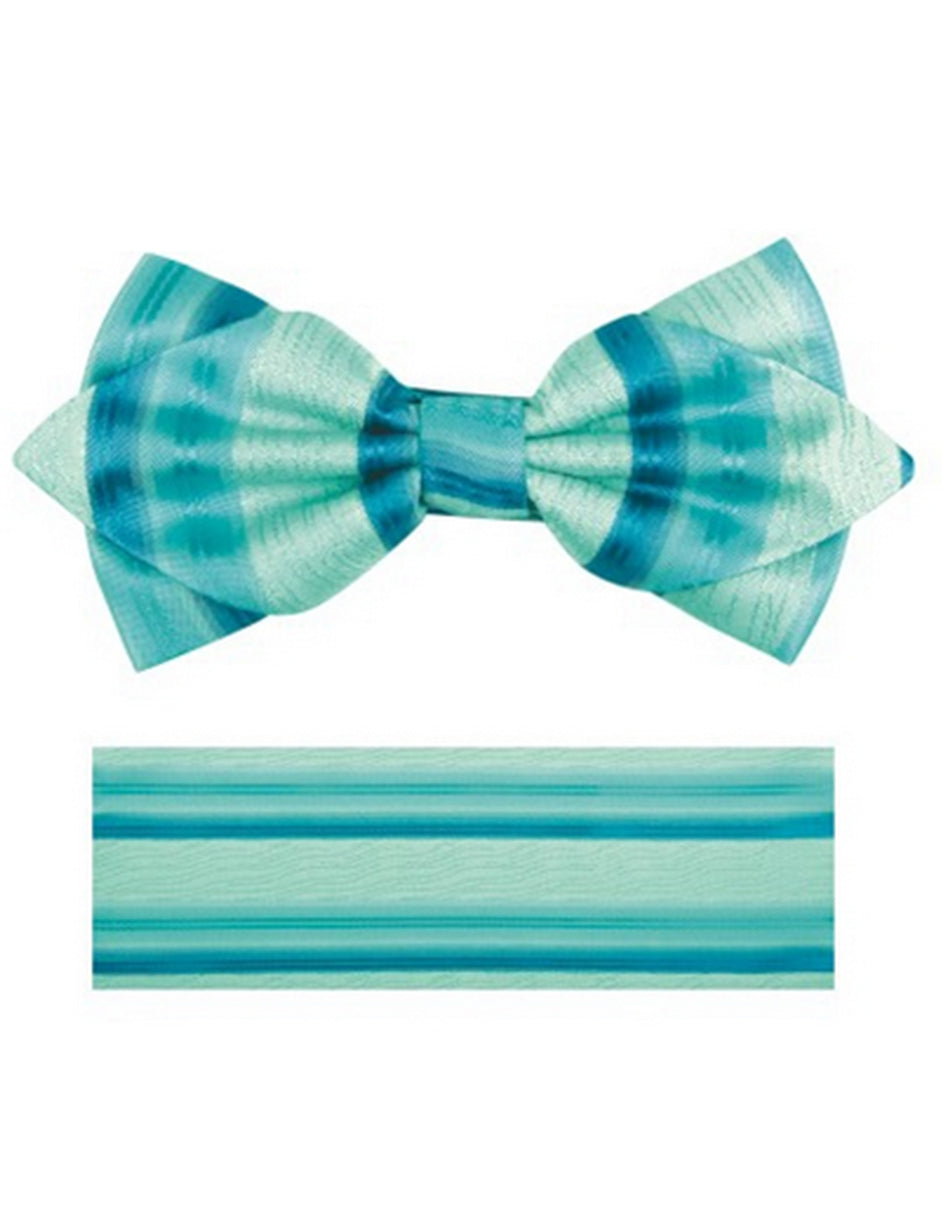 Aqua Stripe Bow Tie Set