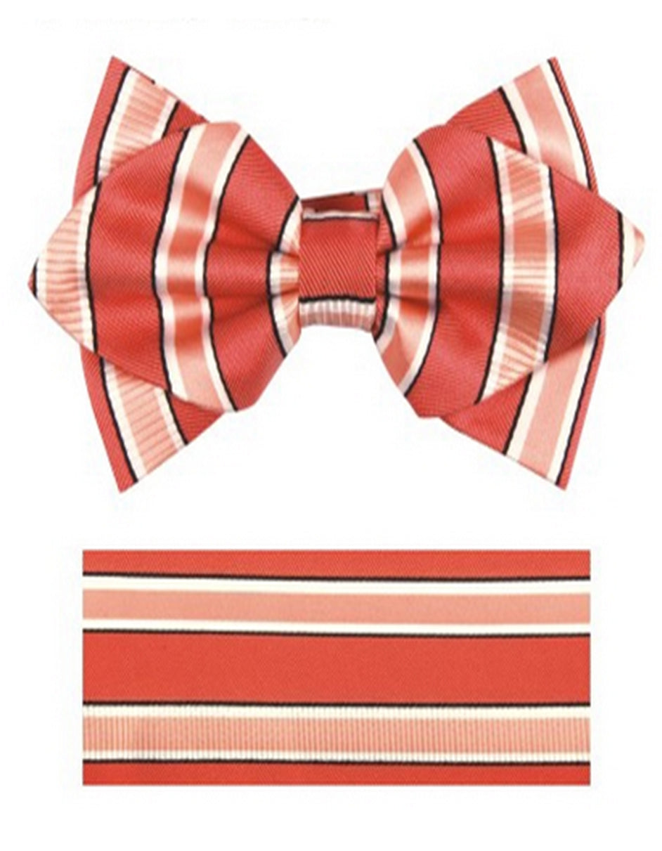 Melon Stripe Bow Tie Set