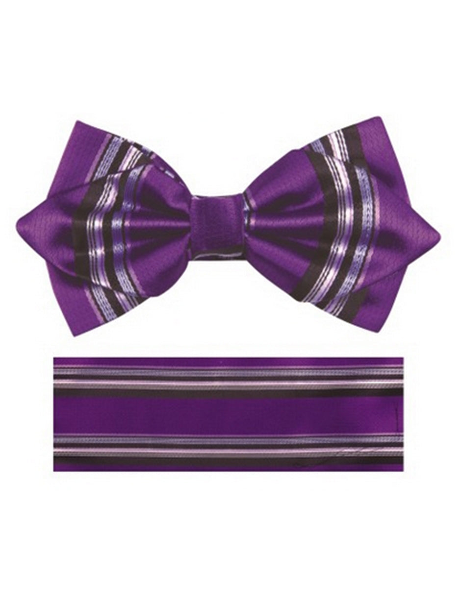 Purple Stripe Bow Tie set