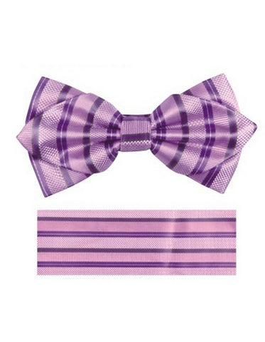 Lavender Stripe Bow Tie Set - Men's Tuxedo USA