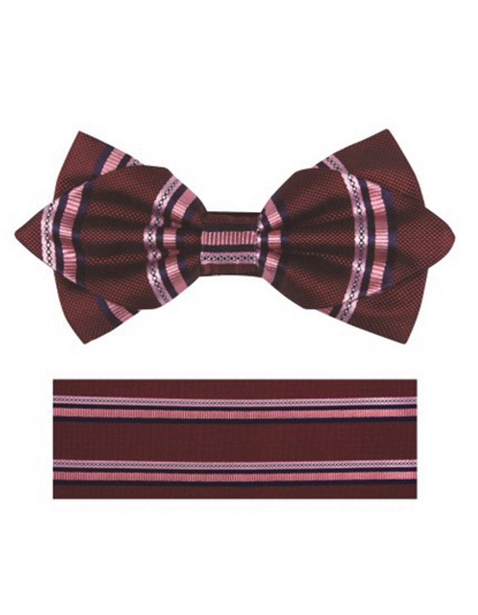 Plum Stripe Bow Tie Set