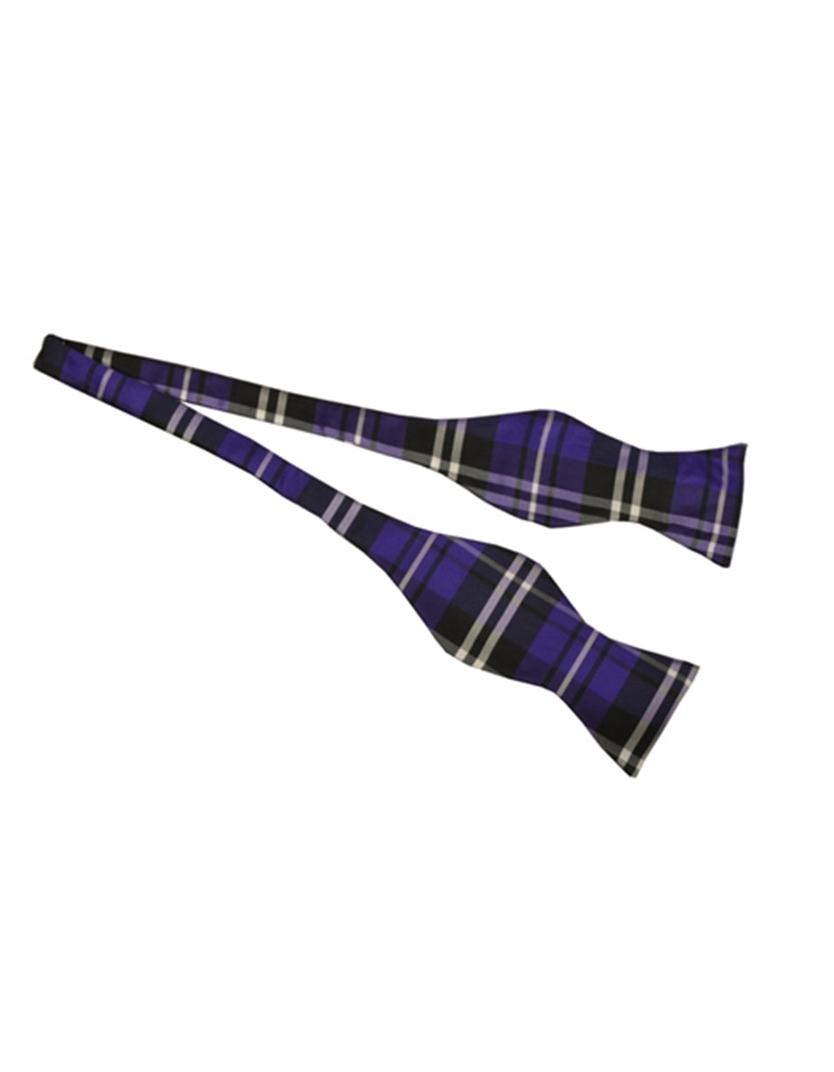 Purple Plaid Self-Tie Bow Tie