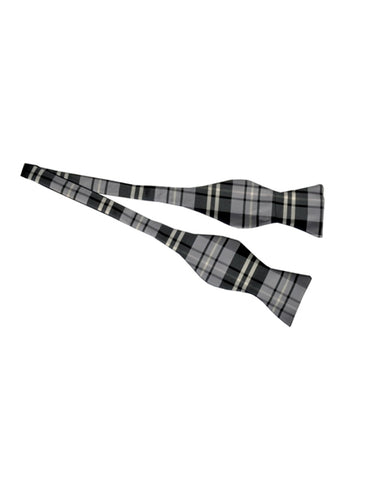 Grey Plaid Self-Tie Bow Tie