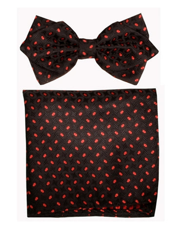 Black with Red Speck Bow Tie Set