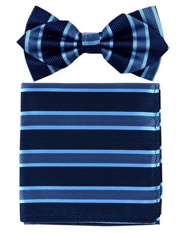 Navy Stripe Bow Tie Set