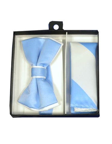 Sky Blue & White Bow Tie Set