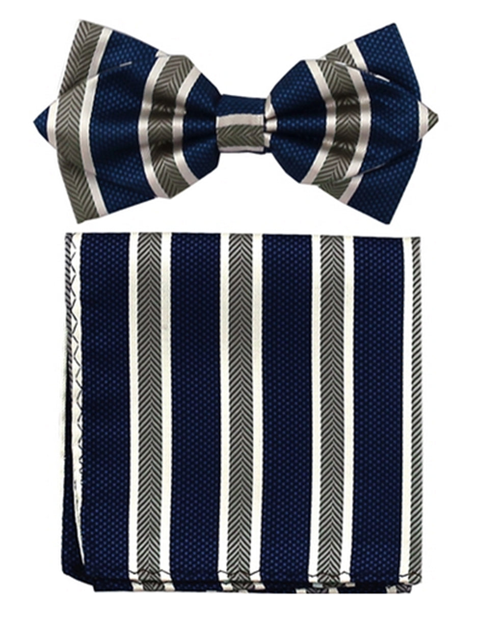 Taupe Stripe Bow Tie Set