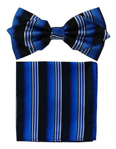 Royal Blue & Black Bow Tie Set
