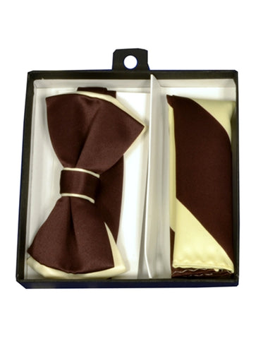 Brown & Cream Bow Tie Set