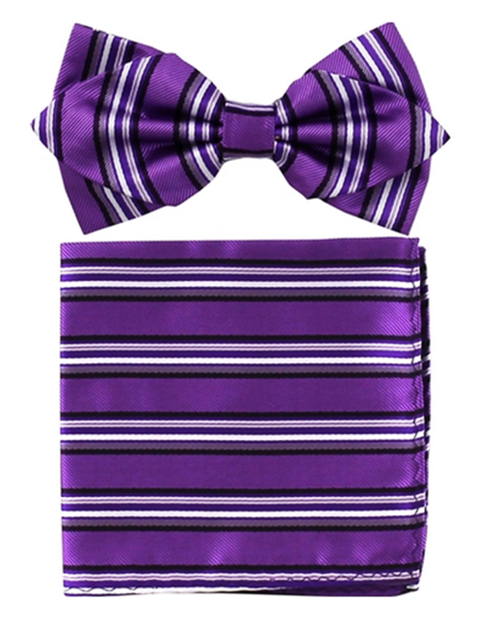 Purple Stripe Bow Tie Set