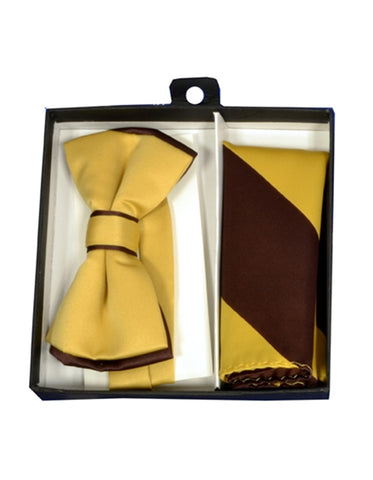 Yellow & Brown Bow Tie Set