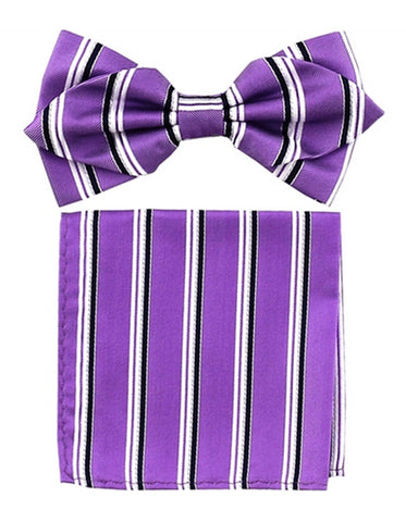 Lilac Stripe Bow Tie Set
