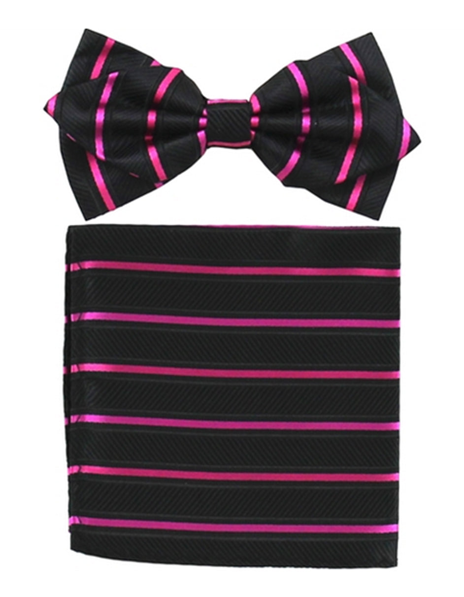 Black & Hot Pink Bow Tie Set