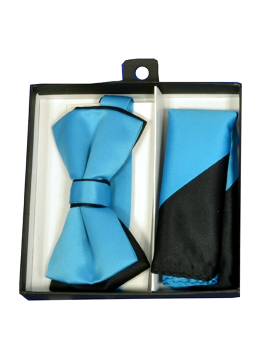 Turquoise & Black Bow Tie Set