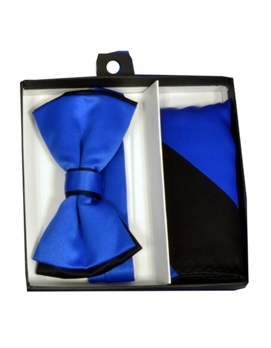 Royal Blue & Black Bow Tie Set
