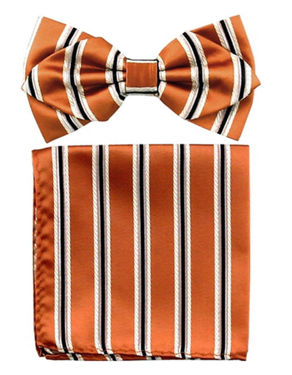 Orange Stripe Bow Tie Set