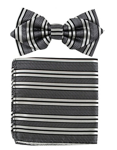 Black Stripe Bow Tie Set