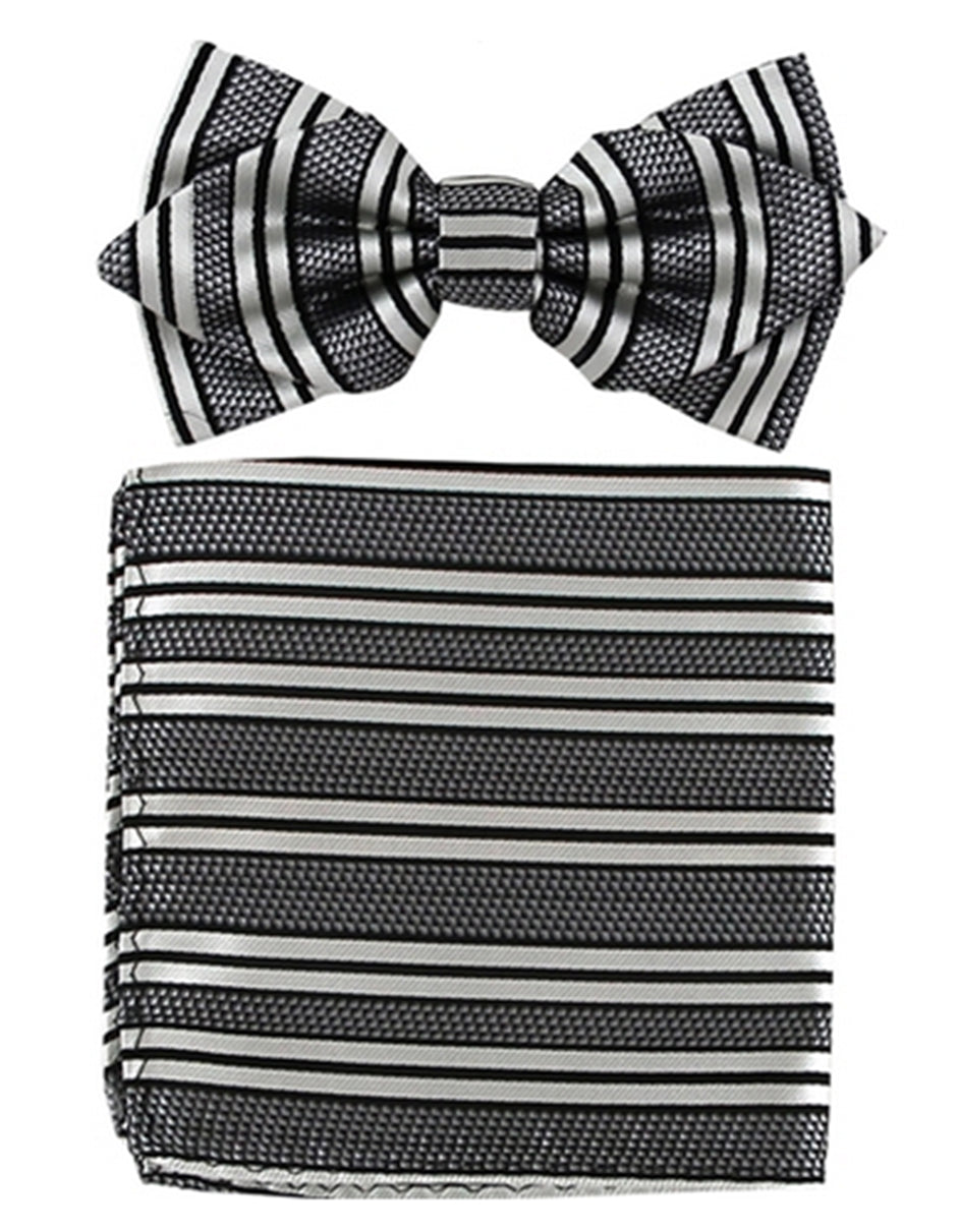 Black Stripe Bow Tie Set