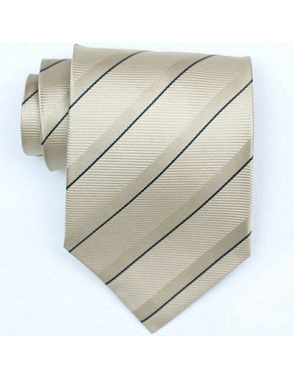 Beige Diagonal Stripe Neck Tie