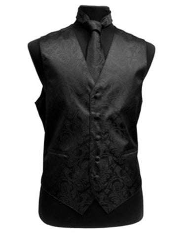 Black Paisley Vest Set