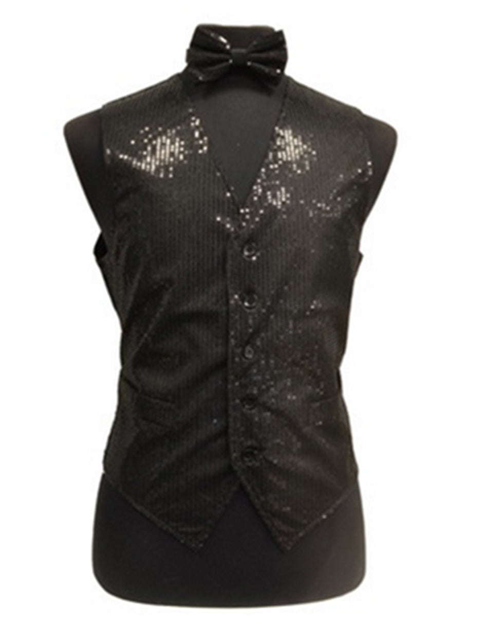 Black Sequin Vest Set