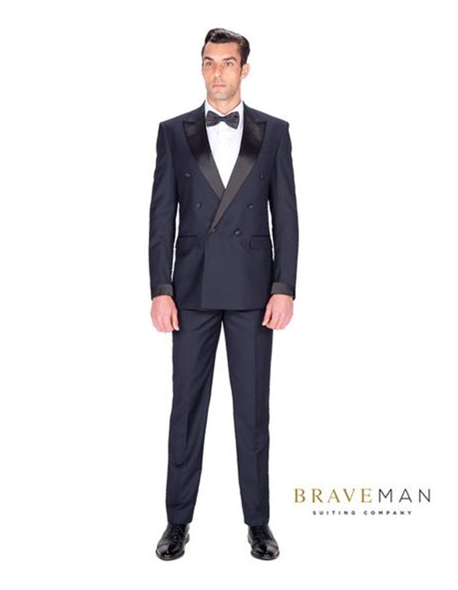 Mens Modern Fit Double Breasted Tuxedo in Navy