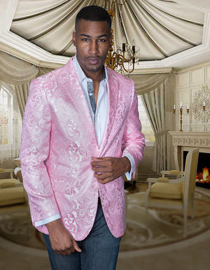 Manzini Light Pink Paisley Blazer for Men Manzini Light Pink Paisley Blazer for Men