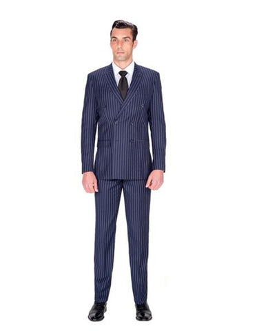 Double Breasted Navy Stripe Suit