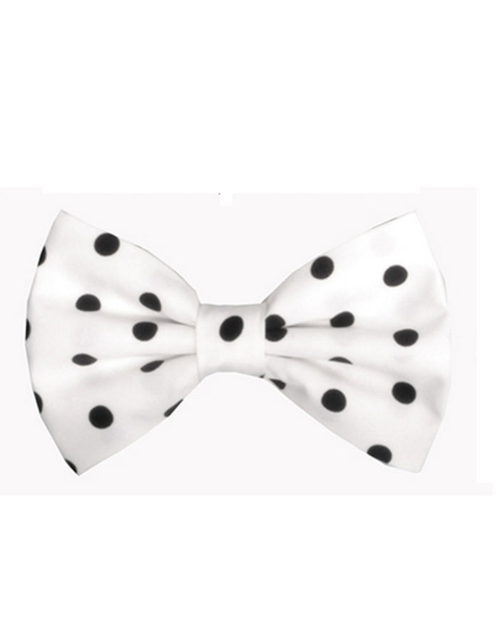 White & Black Polk Dot Bow Tie - Men's Tuxedo USA