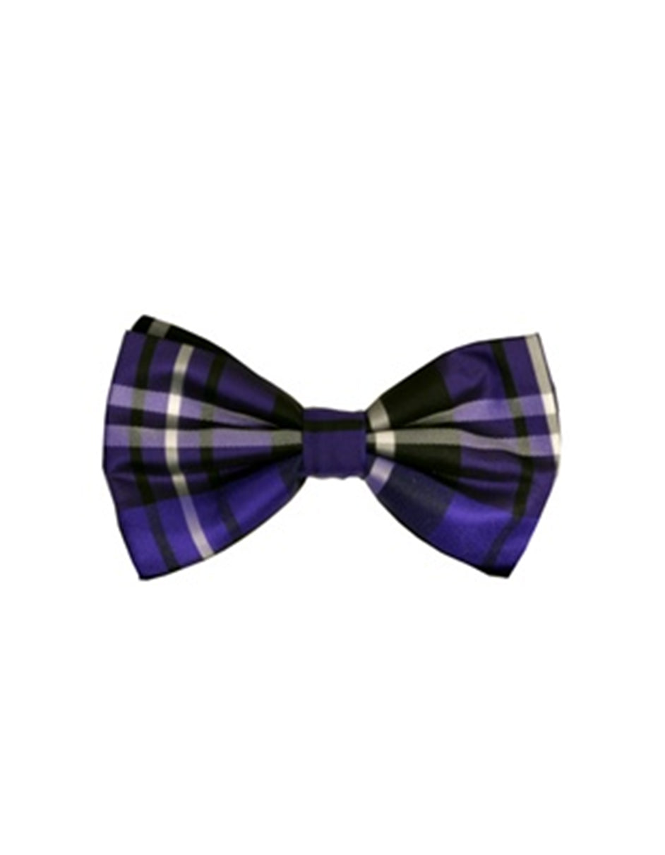 Purple & Black Plaid Bow Tie
