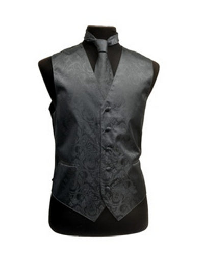 Charcoal Paisley Vest Set - Men's Tuxedo USA