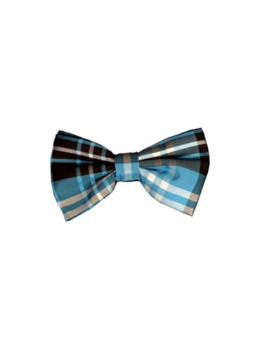 Turquoise Plaid Bow Tie