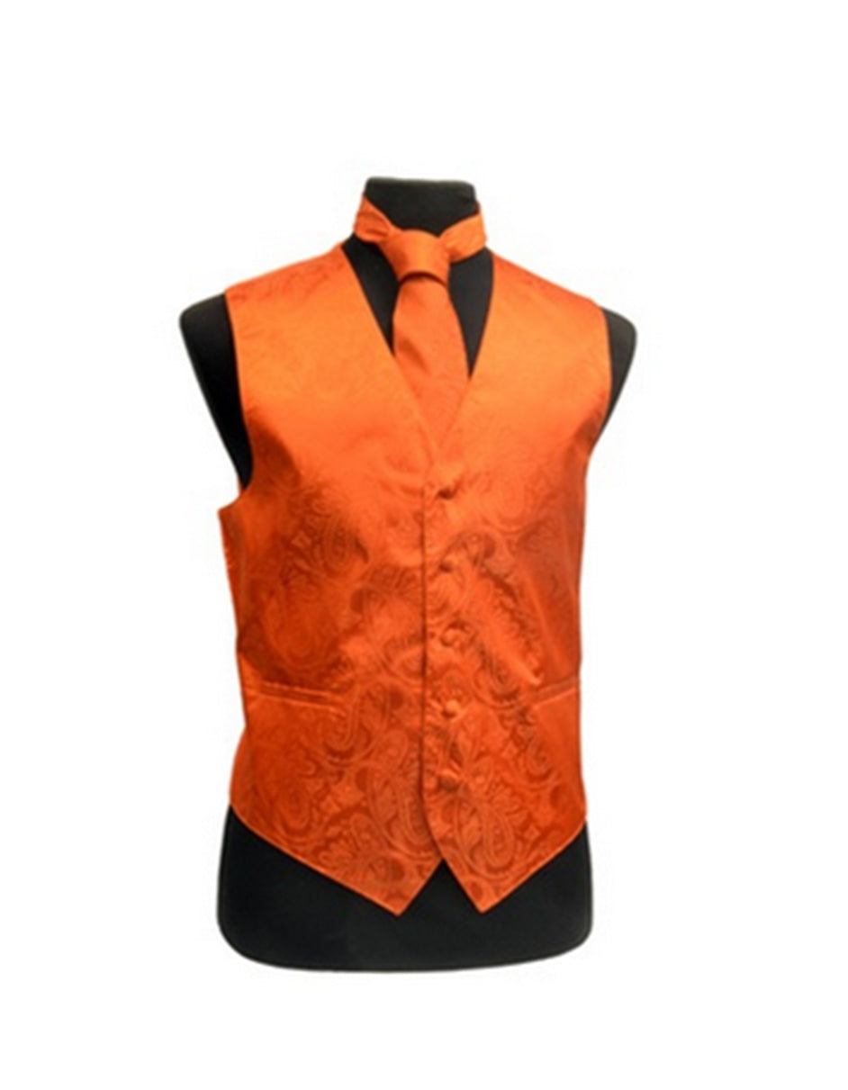 Orange Paisley Vest Set