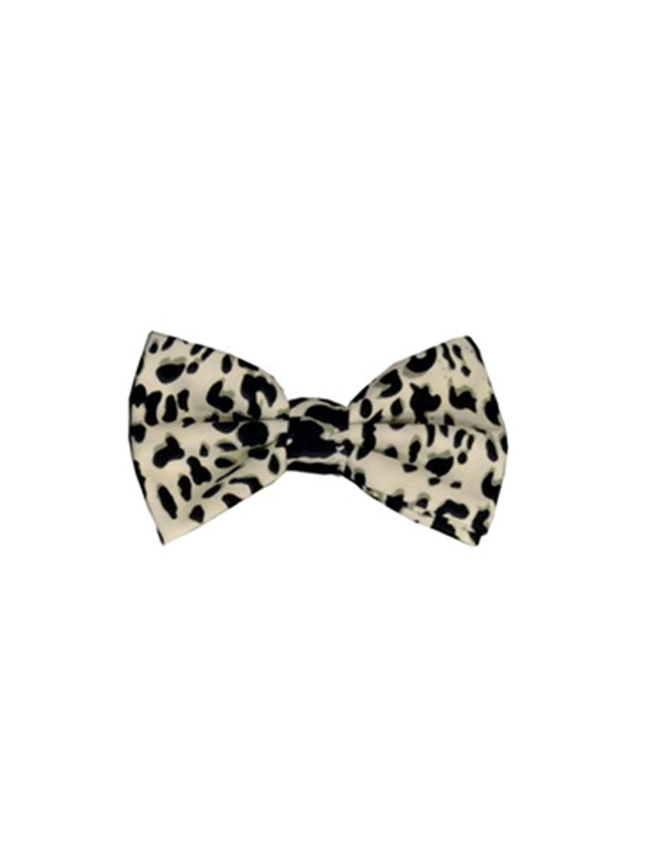 White & Black Cheetah Bow Tie