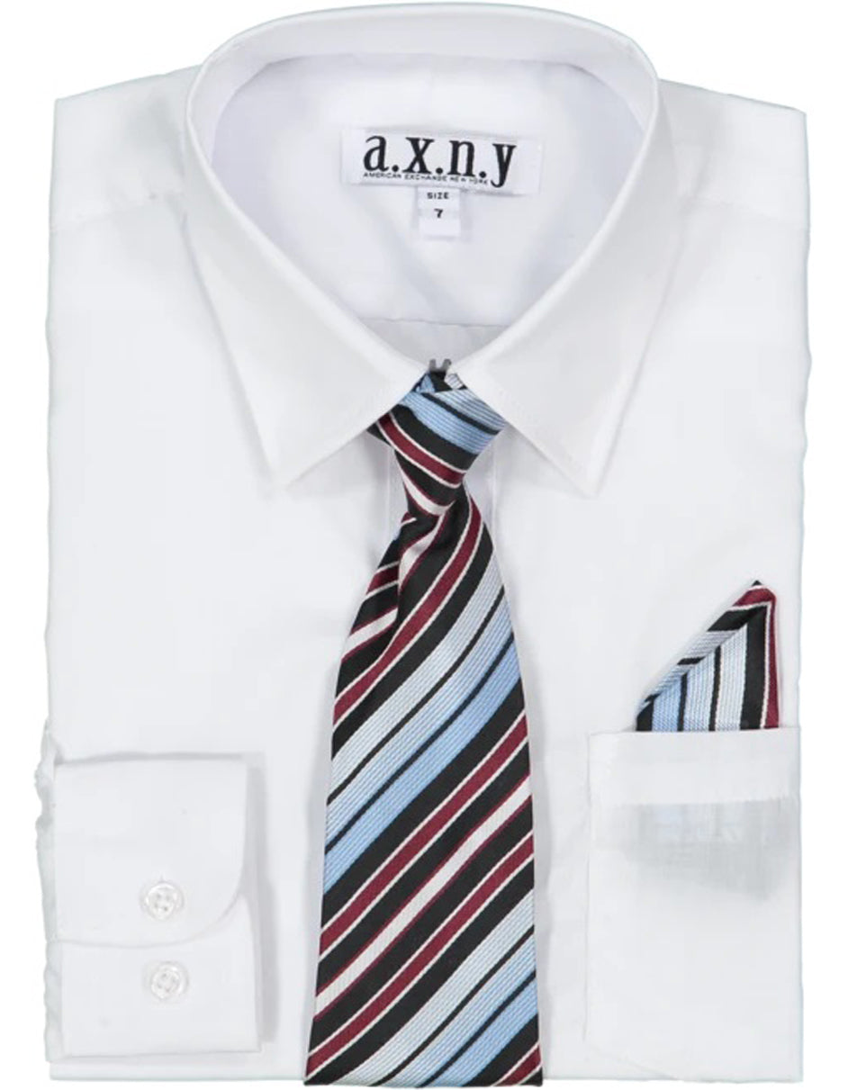 Boys Dress Shirt with Matching Tie and Hanky in  White