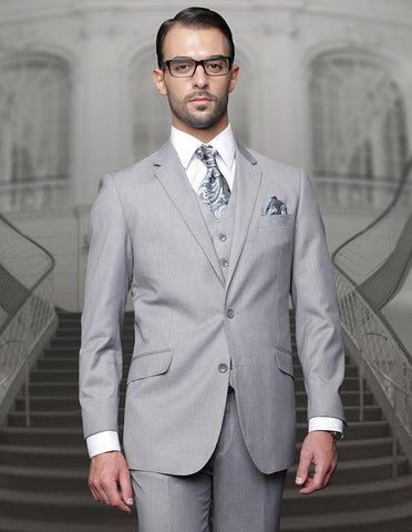 Mens 2 Button Classic Fit Pleated Pant Suit in Big & Tall Sizes in Grey
