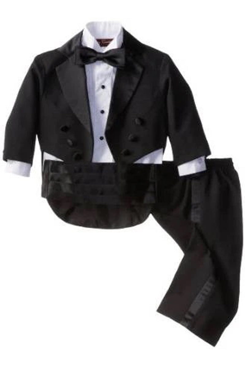 Boys Formal Tail Coat Tuxedo in Black with Shirt