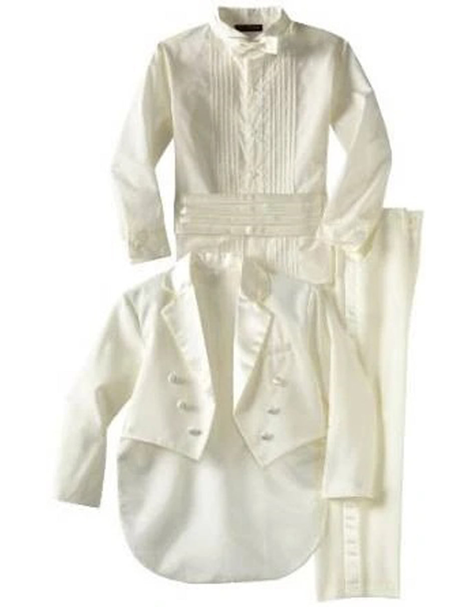 Boys Formal Tail Coat Tuxedo in Ivory with Shirt