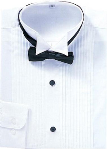 Mens Convertible Cuff Wing Collar Tuxedo Shirt in White