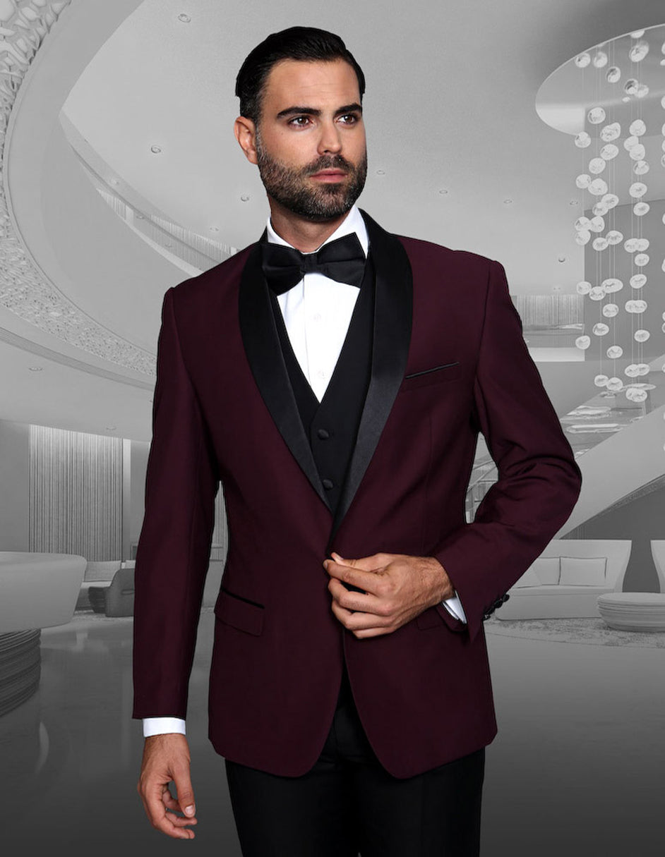 Maroon Colour Imported Fabric Mens Wedding Suit.