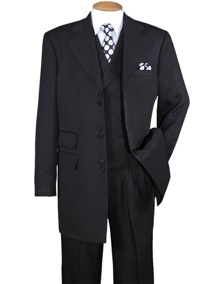 Mens 6 Button Double Breasted Vest Zoot Suit in Black